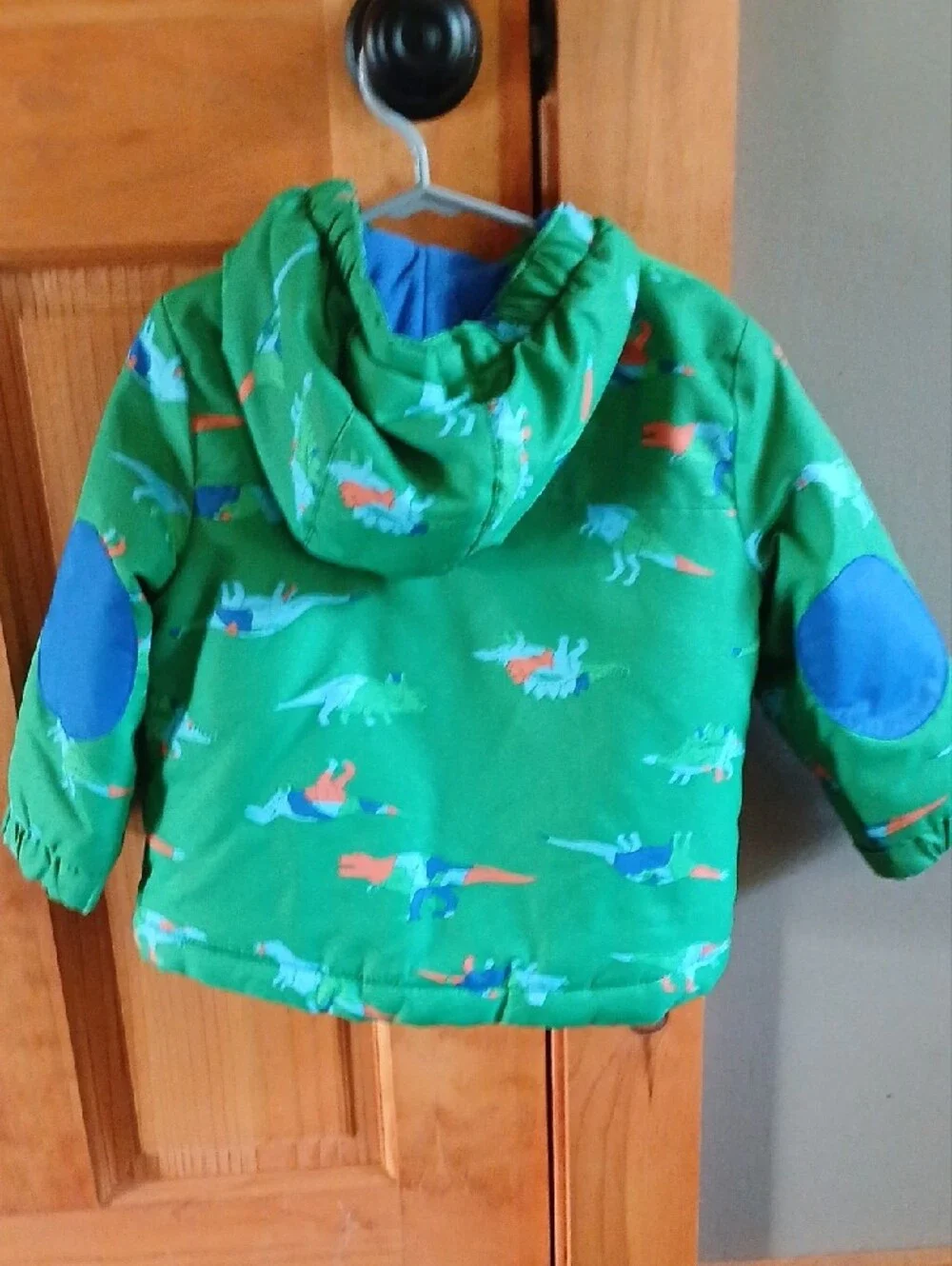 Cat & Jack Green Dino Print Puffer Jacket with Hood